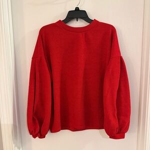 PRETTYGARDEN size XL Red Knit Balloon Sleeve Sweater